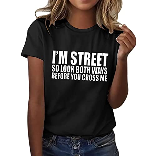T Shirts For Women Womens Solid Color Large Loose Round Neck Funny Printed Short Sleeved T Shirt Shirt Women Cold Gear Womens Activewear Tops Womens Tank Tops Pack Cropped #TOP12