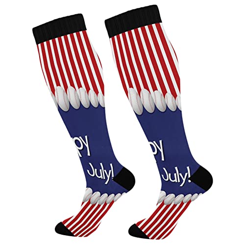 Chaussettes de compression pour homme et femme - Support pour course à pied, randonnée, fitness, baseball - Carte du 4 juillet, multicolore, taille unique