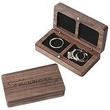 Drnilui Caja de anillos de madera para ceremonia de boda, caja portadora de anillos, soporte de anillo de compromiso, regalo para aniversarios, regalo de cumpleaños