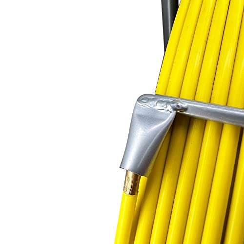 8MM 150M Fiberglass Duct Rodder Conduit Fish Tape Cable Puller Electrical Wire Puller Fiberglass Running Rod Wheel with Cage