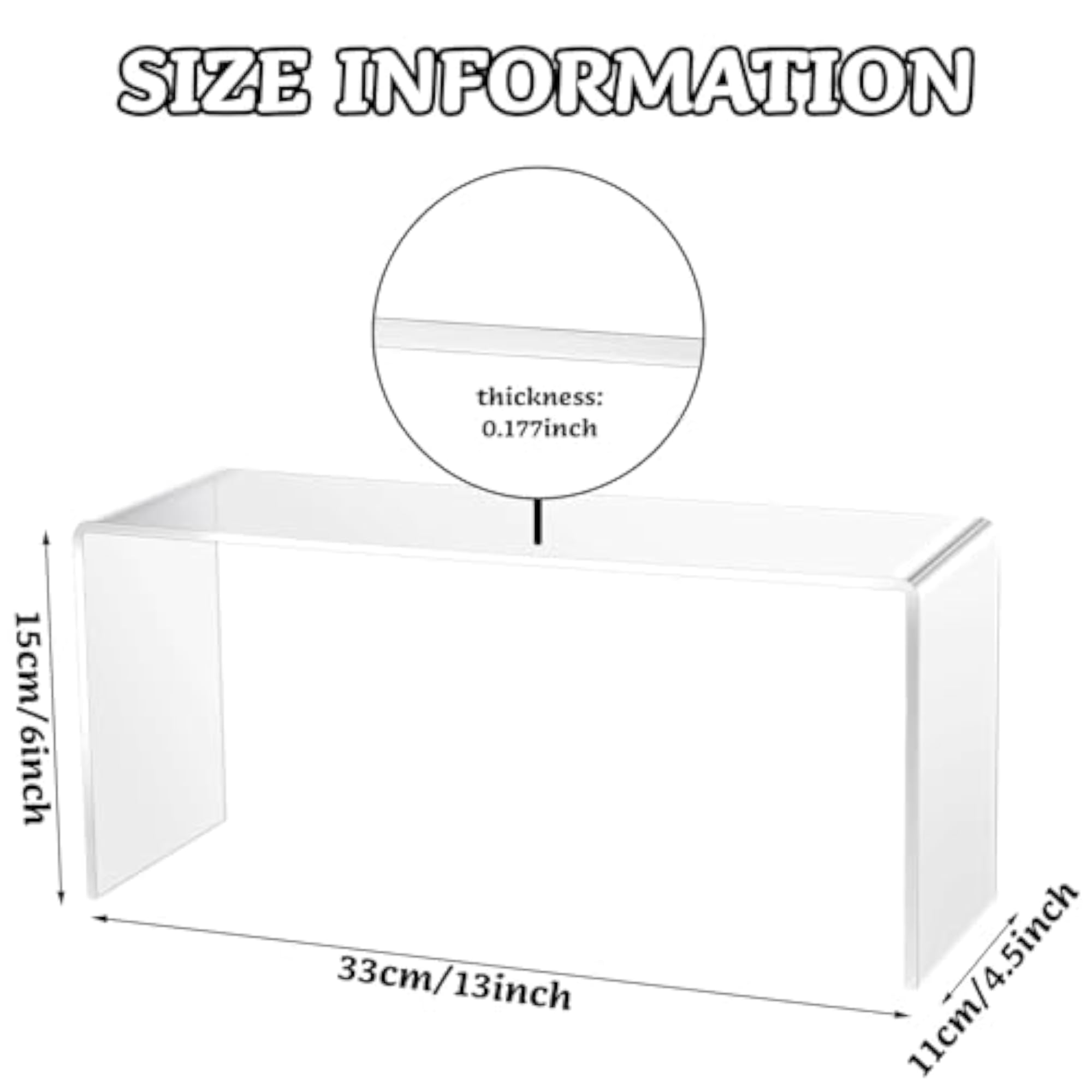 4 Pcs Clear Acrylic Riser for Display, 13 x 4.5 x 6 Inches
