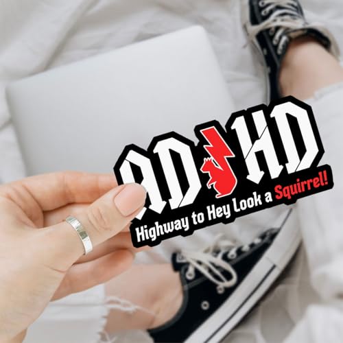 (3 Pcs) ADHD Stickers AD/HD Highway to Hey Look a Squirrel, Funny Vinyl Truck Decals for Windows, Cars, Trucks, Laptops, Squirrel Sticker, Funny Window Stickers (Normal (3pcs - 5 inch))