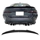 IKON MOTORSPORTS, Trunk Spoiler Compatible with 2021-2026 BMW G22 4-Series & G82 M4 Coupe, Carbon Fiber Print PSM Style ABS Plastic Rear Trunk Lid Spoiler Wing Lip
