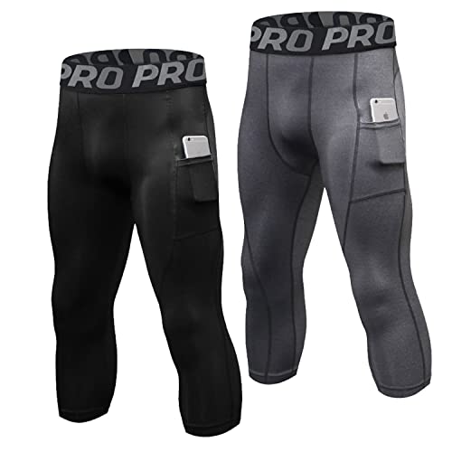 LNFINTDO 2er-Pack Kompressionshose Herren 3/4 Sport Leggings Schnelltrocknende Lauftights mit Taschen Atmungsaktiv Kompression Hose für Fitness Gym Joggen Training Basketball LNFINTDO 2er-Pack Kompressionshose Herren 3/4 Sport Leggings Schnelltrocknende Lauftights mit Taschen Atmungsaktiv Kompression Hose für Fitness Gym Joggen Training Basketball