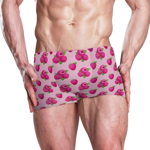 Pink Raspberries Fruit Mens Swim Trunk Swimwear Bathing Suit Swim Brief Square Leg Board Short S B04051272