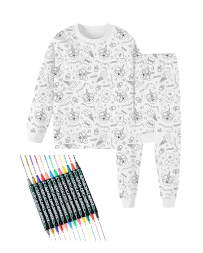 Tiko & Hayko HAND PAINTED HOMEWEAR SET/COLORING PAJAMAS SET FOR BOY AND GIRL (SWEET DREAMS, 3 years)