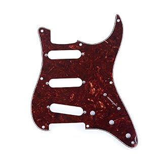 Musiclily Pro 8 trous 50s 57 Style Vintage Strat SSS Guitare Pickguard pour American Stratocaster, 4Plis Brun Tortoise - Les Beatles, Paul McCartney, John Lennon, RIngo Starr, George Harrison