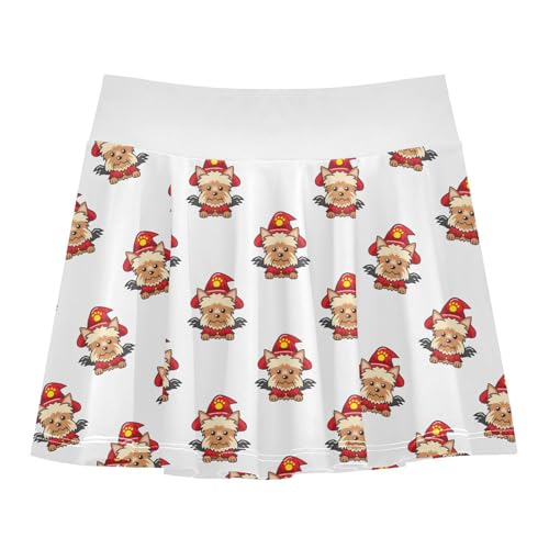 Girls Skorts High Waist Athletic Skirts with Shorts Yorkshire Terrier Dog Stretchy Teens Performance Tennis