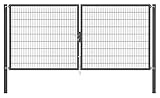 Alberts 637279 Doppeltor Flexo Plus mit Zubehör | verschiedene Breiten und Höhen | Pfostenstärke 100 x 100 mm | anthrazit | Breite 400 cm | Höhe 180 cm