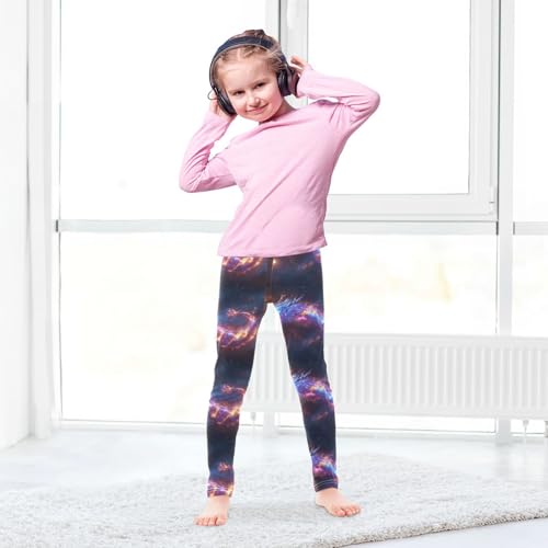 Purple Dragon Lightning Girls Leggings Kids Yoga Pants Dance Active Tights 4T4