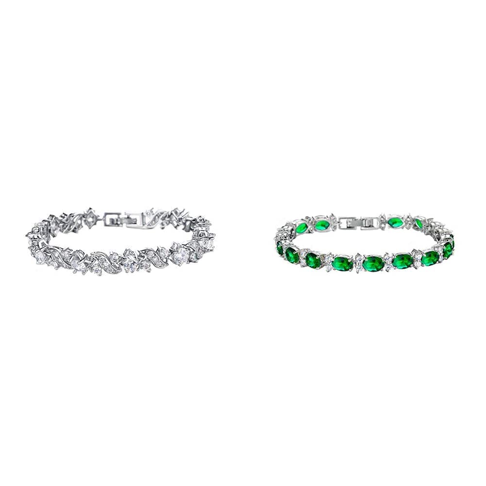 Yellow Chimes Crystals from Swarovski Glimmering Diamonds Silver Bracelet for Women and Yellow Chimes Royal Green Classic Look High Grade Cz Bracelet For Women (B08WD6Y6WM) Amazon Price History, Amazon Price Tracker