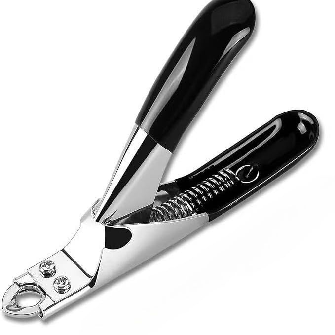 LANQEAOR Guillotine Pet Nail Clippers for Cats and Small Dogs, Home Grooming Stainless Steel Claw Trimmer with Spring Loaded Action and Non-Slip Handle, Black