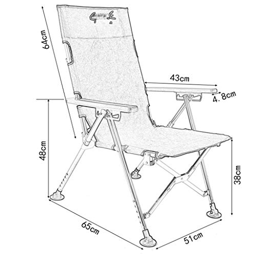 Camping & Hiking Fishing Chair Stainless Steel Multifunctional Outdoor Chair Comfortable Deck Chair Convenient Lounge Chair Load 120Kg (Color : Blue, Size : 516564Cm) #TOP6