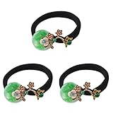 LALAFINA 3pcs Ladies Elegant Flower Girl Women Hanfu Jade Vintage Scrunchy Hair Style Decor Ponytail Agate Pattern Ring Rope for Chinese Green Costume Beads Retro Ties Gems Headdress Tie