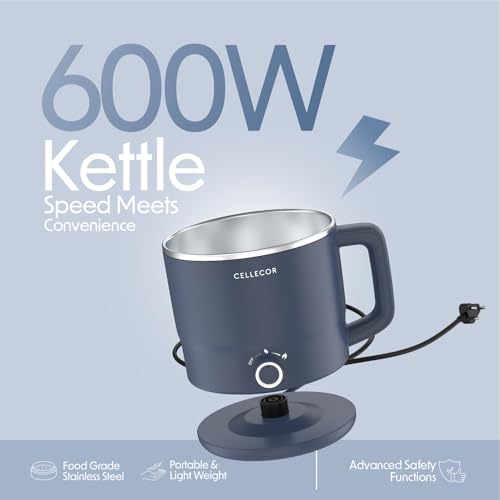 Image of Cellecor Stainless Steel Multi-Cook Kettle CMK18 Home Chef With Steamer, Egg Tray, Rust Free Body, 600W Powerful Output, Multi Cook Electric Kettle (1.8 L, Navy Blue)