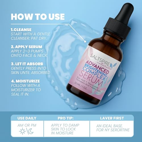 Image of Advanced Brightening Complex Serum - Kojic Acid, Niacinamide, Tranexamic Acid & Alpha Arbutin | Targets Dark Spots, Pigmentation & Uneven Tone | Radiance Boosting Skin Brightening Serum | 30 mL / 1 oz