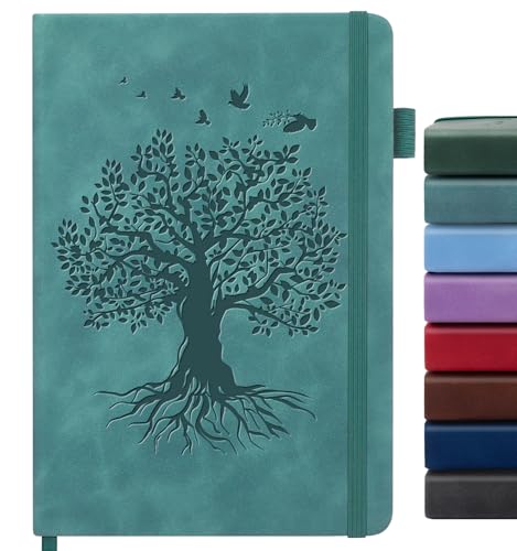 ALKALO Lined Journal Notebook for Women Men, A5 Hardcover Leather Journals for Writing, 200 Pages Thick Paper, Daily Journal Notebook for Work, School, Note Taking, Business, Travel, College Ruled