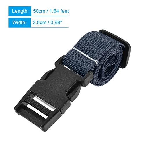 Image of MECCANIXITY Utility Strap with Buckle 1x20 Inch Polyester Quick Release Adjustable Belt for Travel Outdoor Bag Luggage Packing (Navy Blue)