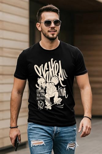 Image of Veirdo 100% Pure Cotton Regular Fit Aesthetic Graphic Printed Round Neck Half Sleeve T-Shirt Combo for Men (Pack of 3) (Green,Red,Swanwhite,Black,Navy Blue,White,Brown,Royal Blue)