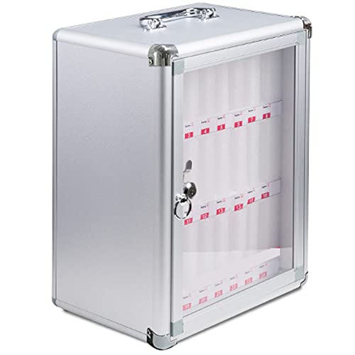 Caja para guardar móviles de pared con 48 ranuras transparentes y llave 2
