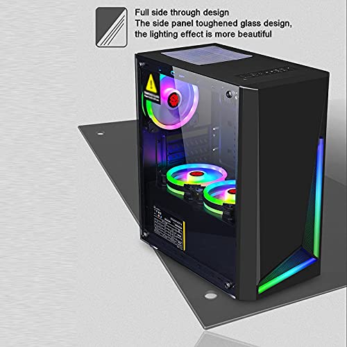 Gabinete PC tipo Mid Tower compatible con Micro-ATX y Mini-ITX, blanco, con 8 ventiladores preinstalados para gaming y oficina miniatura 4