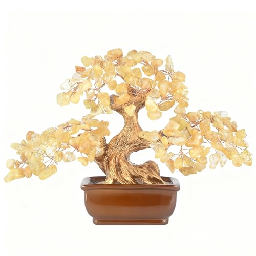 MASGEMES Citrine Crystal Tree of Life &ndash; Handmade Gemstone Bonsai with Natural...