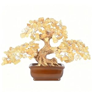 Citrine Crystal Tree of Life – Handmade Gemstone Bonsai with Natural Citrine Crystals & Copper Wire – Feng Shui Money Tree for Wealth, Healing Energy, Positive Vibes & Home Decor (6 Inches)