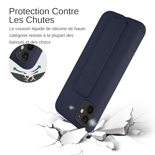 Coque iPhone 11 bleu silicone avec stand invisible réglable antichoc - 5