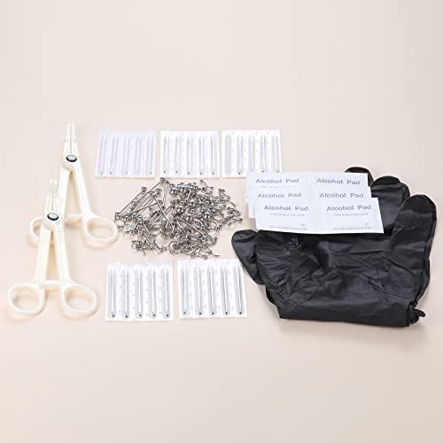 Aumeo 140Pcs Stainless Steel Body Piercing Kit 14G 16G 20G Piercing Needles Belly Button Rings Tongue Tragus Cartilage Helix Daith Rook Earring Lip Eyebrow Nose Rings Body Jewelry Tool #TOP4