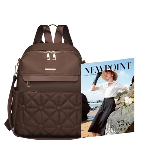 Nexum Backpack Women Nylon Waterproof Casual Daypacks Multipurpose Convertible Backpack School Bag for Girls Lightweight Girls Rucksack Classic Casual Backpack for Travel College Work (Brown)