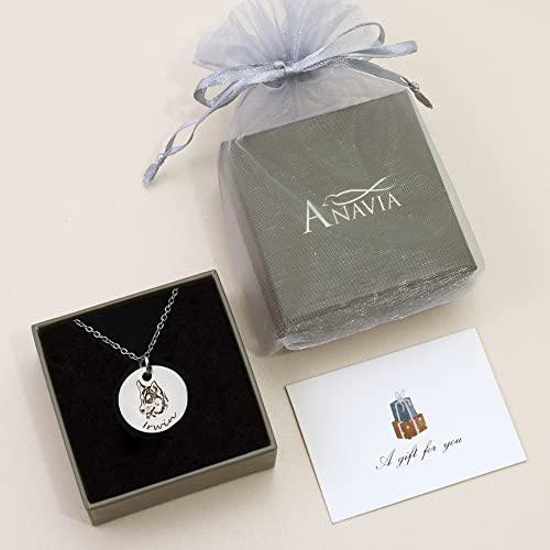 Anavia Custom Pet Portrait & Name Necklace, Personalized Pet Gifts Photo Engraved Necklace, Pet Memorial Jewelry Gift, Cat Dog Necklace For Animal Lover, Dog Mom, Birthday Gift (Silver) #TOP5