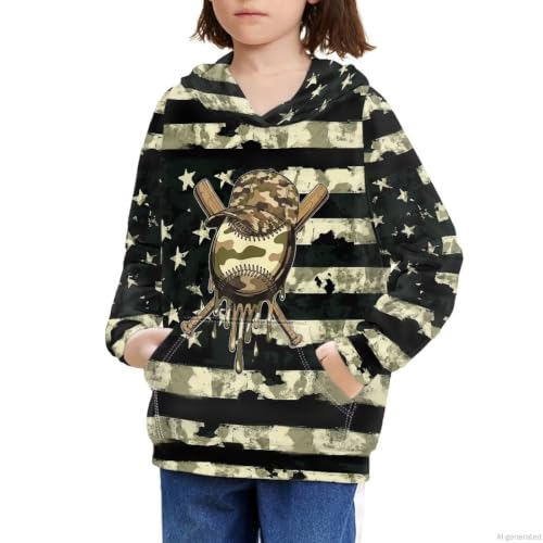 Image of WELLFLYHOM Boys Hooded Sweatshirts Hoodie Pullover Cool Graphic Crewneck Blouses Size 6-16