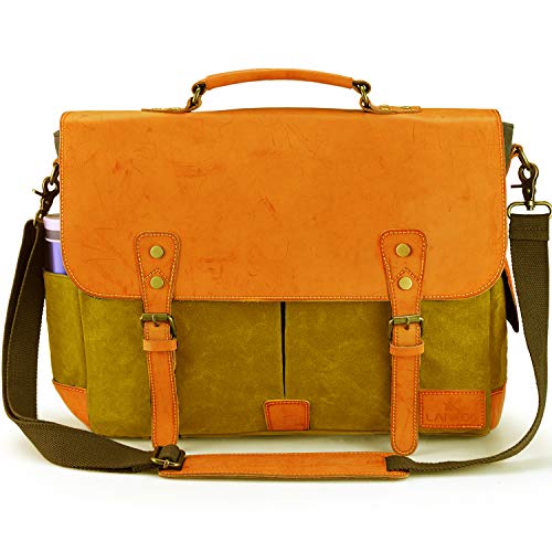 17 Inch Leather Vintage Canvas Messenger Bag Handbag Shoulder Bags 17