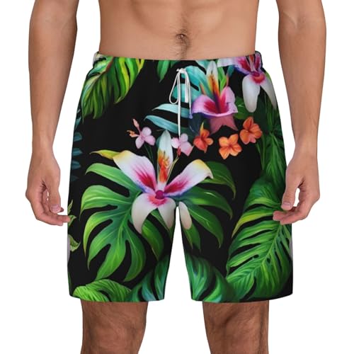 Ropa de playa para hombre con estampado de hojas tropicales y tejido transpirable para piscina