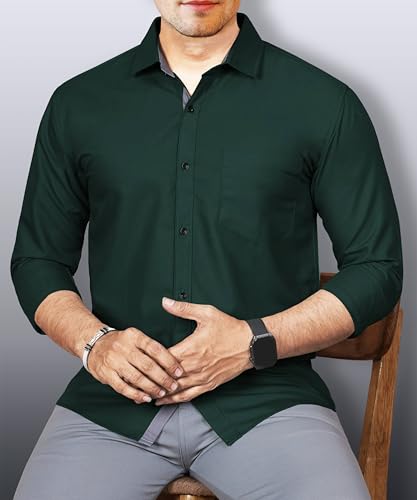 Image of Teaserwear Mens Slim Fit Casual Shirt | Solid Polo Neck Design | Premium Cotton Blend Fabric | Full Sleeve Formal and Casual Wear for Men