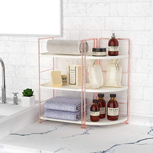Janus Liang 3-Tier Bathroom Organizer Countertop - Makeup Organizer Cosmetic Holder Corner Storage Shelf Kitchen Spice Rack Standing Counter Shelf For Vanity, Bathroom, Bedroom, Kitchen #TOP4