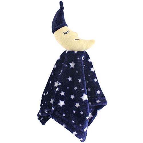 Image of Hudson Baby Unisex Baby Animal Face Security Blanket, Navy Moon, One Size