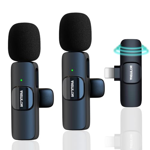 VIEWLON Microfono Lavalier Wireless Professionale, Mini Microfono per iPhone/iPad/PC (Microfono duale per iPhone/iPad)