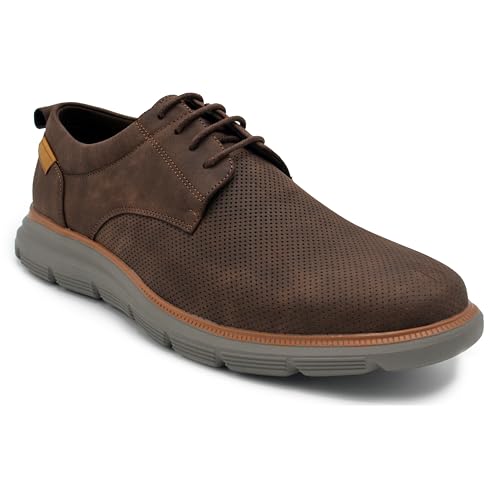 Mens EGLON Oxford, Lightweight Lace Up Sneakers, Casual Perforated Leather Shoes, Comfortable Everyday Wear (Sizes 8-12)