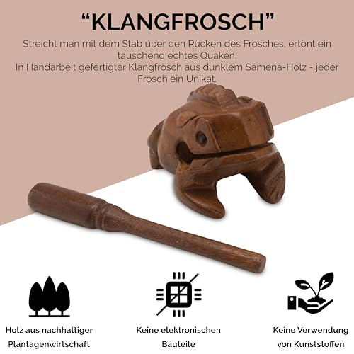 LOGOPLAY Klangfrosch Gr. 4 - Klang Frosch - Klangtier - Musik Frosch - Musik-/Percussion-Instrument aus Holz