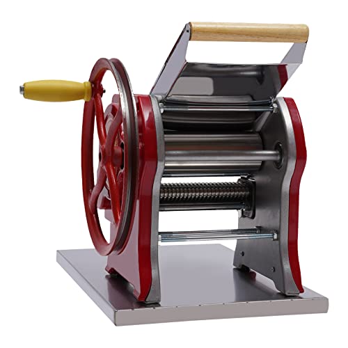 JooWing Commercial Hand-cranked Noodle Machine Dumpling Skin Roller Pasta Press Maker Machine, Manual Dough with Blade, Hand Crank Noodles for Spaghetti, Fettuccine, Lasagna, Skins