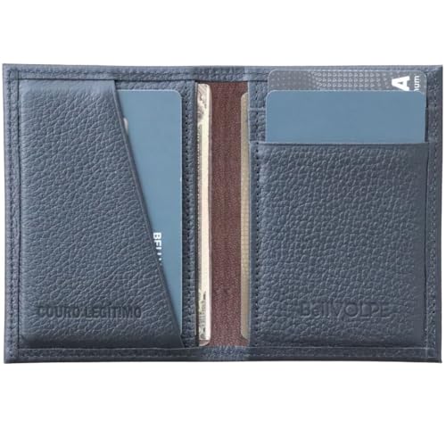 Carteira Masculina Antifurto Proteção RFID Slim Mini Couro Legítimo Cartões Cédulas CNH CIN Loja de Fabrica (Preto)