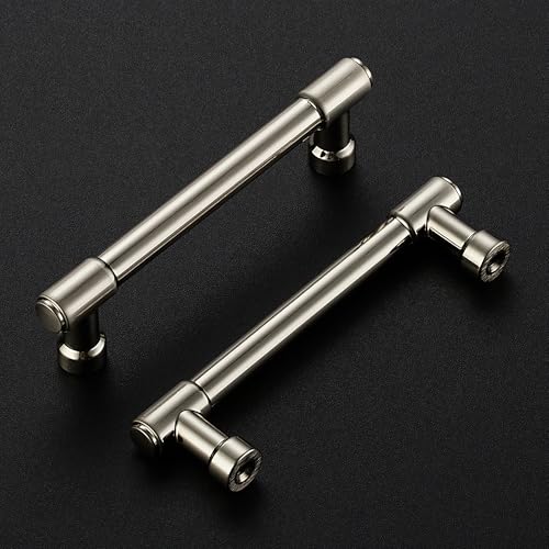 Image of Ravinte 2 Pack 3-3 /4 Inch Hole Center Solid Kitchen Cabinet Handles Brushed Nickel Dresser Pulls Cabinet Drawer Pulls for Kitchen Cupboard Hardware