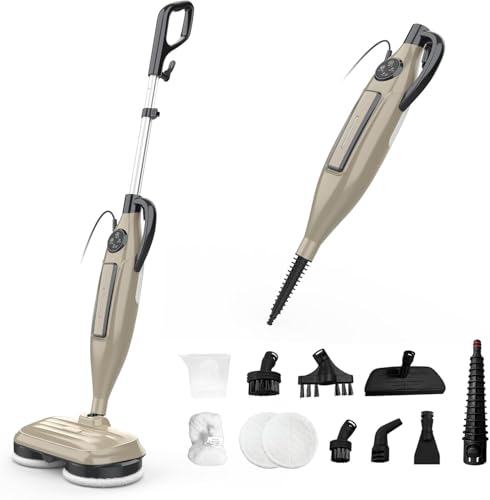 Image of DEVOAC VM6 Scrubbing Steam Mop with Rotating Mop Pads, 10 in 1 Steam Mop, Lightweight Spin Mop & 3 Steam Modes for Hard Floor Laminate Marble Floors (Auster)
