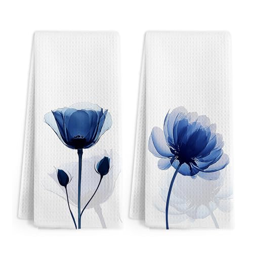 Gnmduw Blue Floral Hand Towels