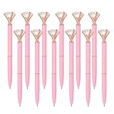 PATIKIL Black Ink Ballpoint Pen, 12 Pack Crystal Diamond Twist Metal Pen 1.0mm Medium Point for Note Taking Journaling, Pink