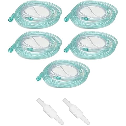 7-Piece Adult Nasal Cannula Set - 7ft Oxygen Cannulas with Standard Connectors, Includes 5 Cannulas and 2 Tubing Connectors Medical Sales Supply Cover