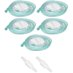 7-Piece Adult Nasal Cannula Set – 7ft Oxygen Cannulas with Standard Connectors, Includes 5 Cannulas and 2 Tubing Connectors Medical Sales Supply