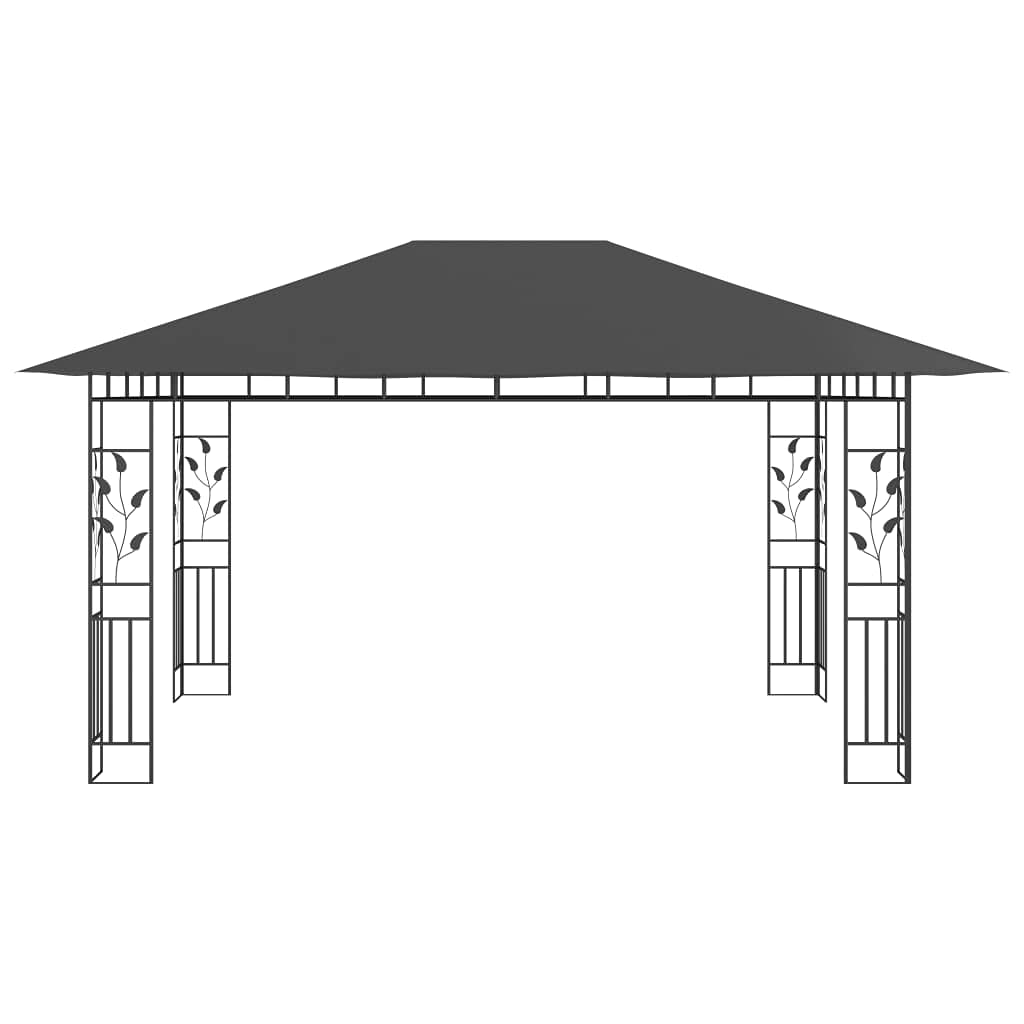 Gazebo con zanzariera, 4 x 3 x 2,73 m, antracite, 180 g/m², gazebo da giardino con robusto telaio in metallo e tettuccio parasole in tessuto, montaggio rapido per attività all'aperto