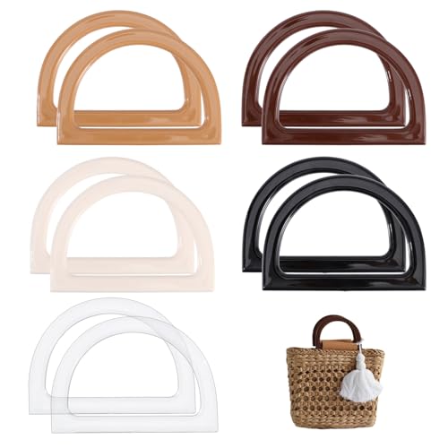 GLOBLELAND 10 peças, 5 cores em forma de D, alças para bolsa de crochê, alças para fazer bolsas, faça você mesmo, acessórios de alça para bolsa de praia feita à mão